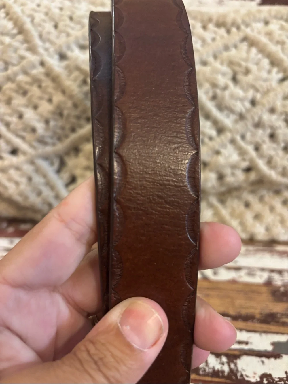 Brown Leather Belt with Turquoise Stone Buckle